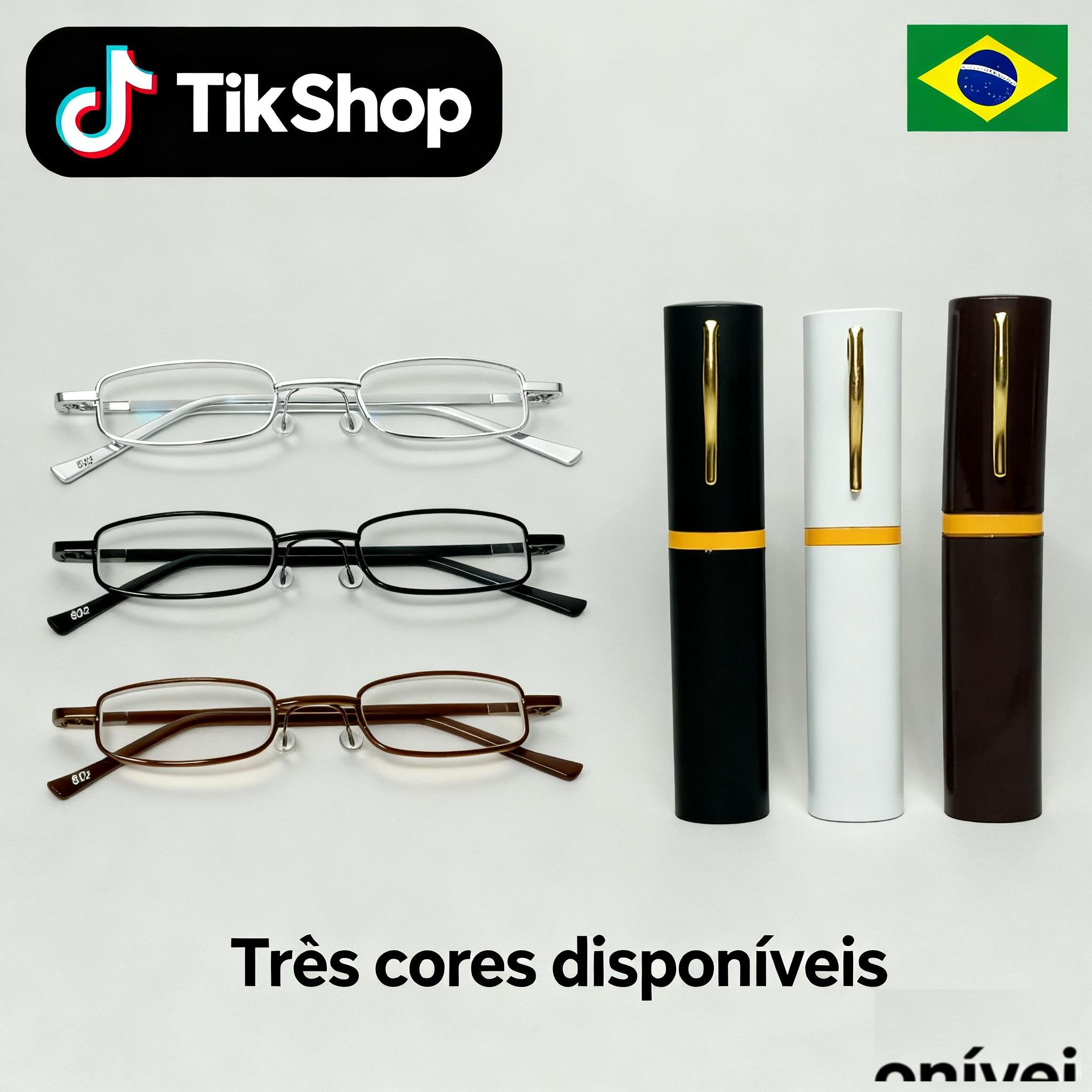 Óculos de leitura Caneta de Óculos armacao Pequeno Retangular Metal Unissex Minimalista Prata Preto Marrom