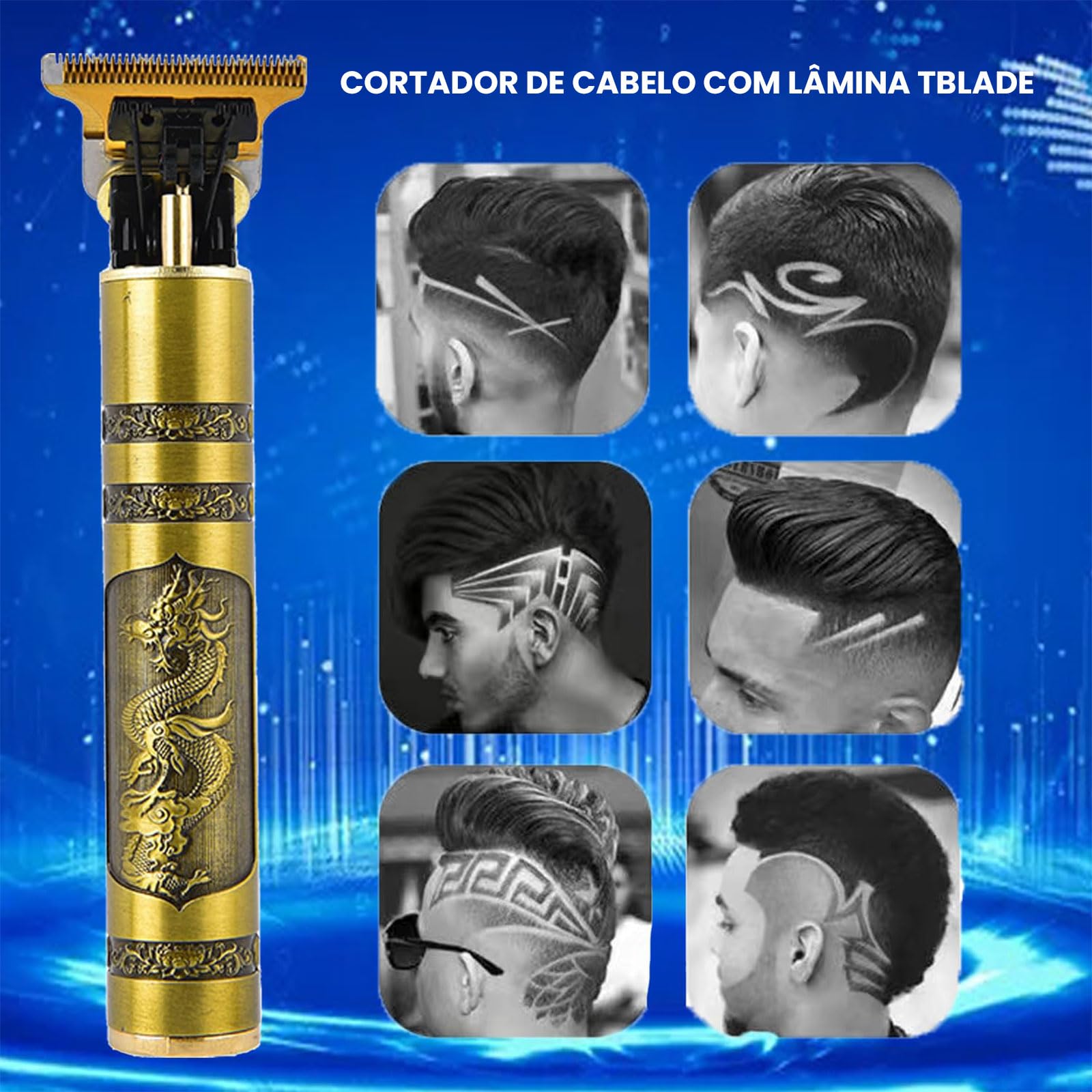 Máquina de Cortar Cabelo e Barba Masculina Multifunção, Elétrica, Sem Fio, Portátil – Designer Aleatório Profissional