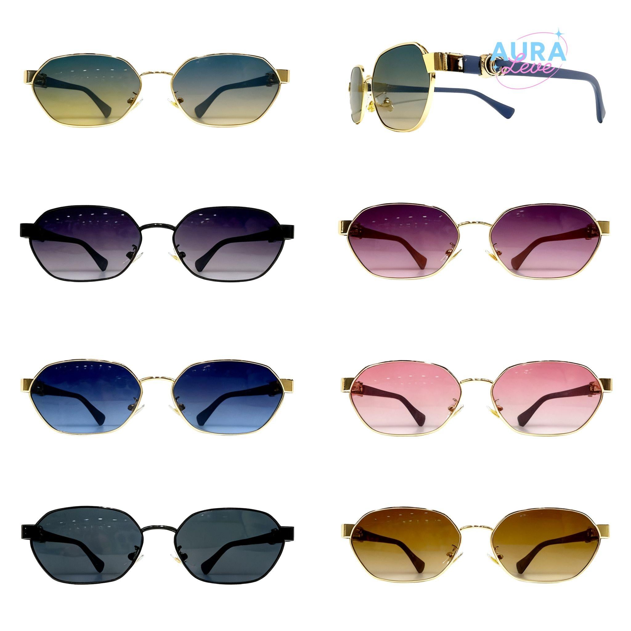 Óculos de Sol Feminino ZL – Lente Degradê  Armação Metálica, Estilo Retrô e Moderno