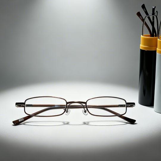 Óculos de leitura Caneta de Óculos armacao Pequeno Retangular Metal Unissex Minimalista Prata Preto Marrom