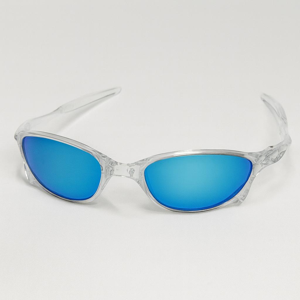 Óculos de Sol Unissex Oval Esportivo Transparente | Lente Azul Espelhada | Estilo Y2K para Rua, Praia e Dirigir