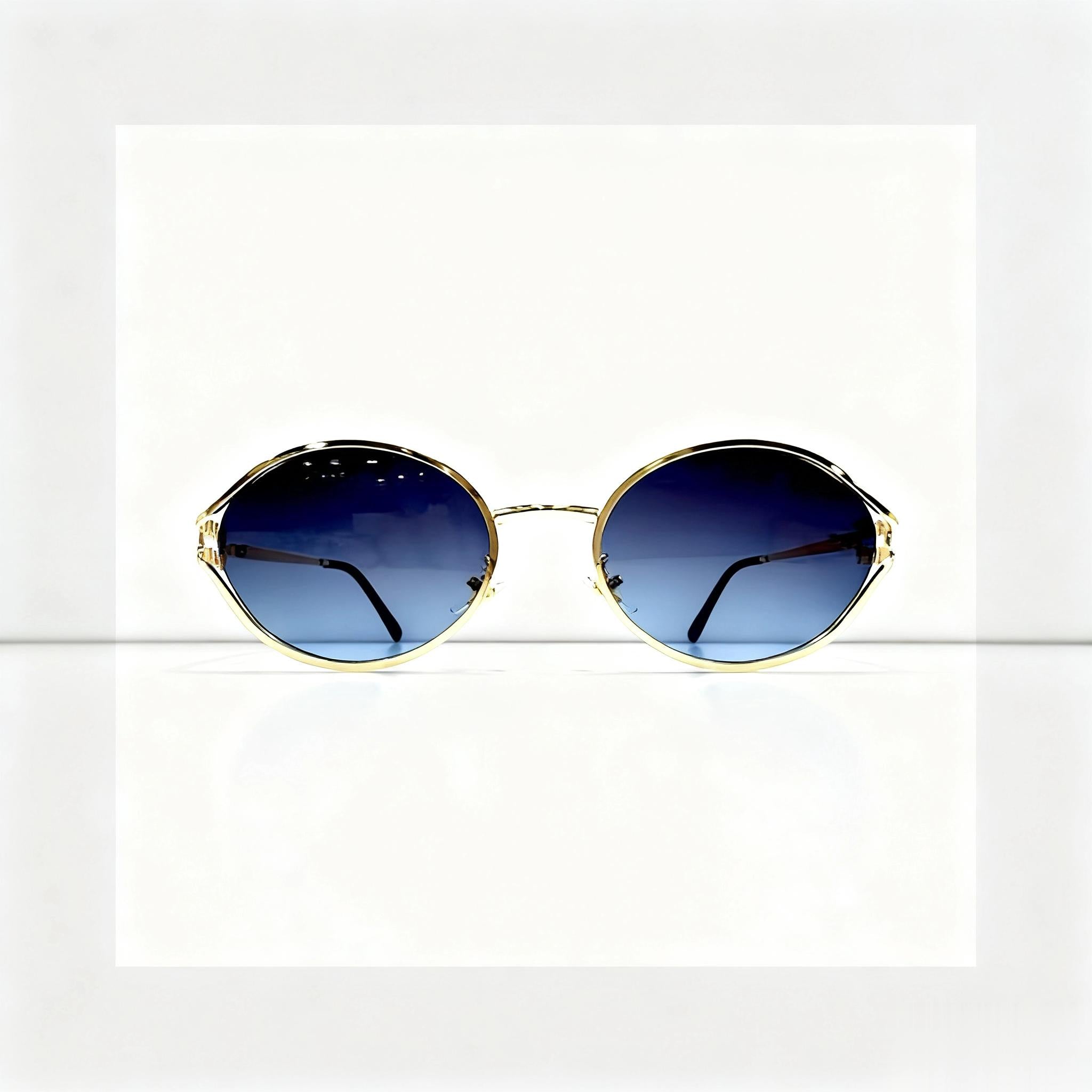 Óculos de Sol Redondo Feminino– Lente Degradê, Armação Metálica, Estilo Retrô e Elegante