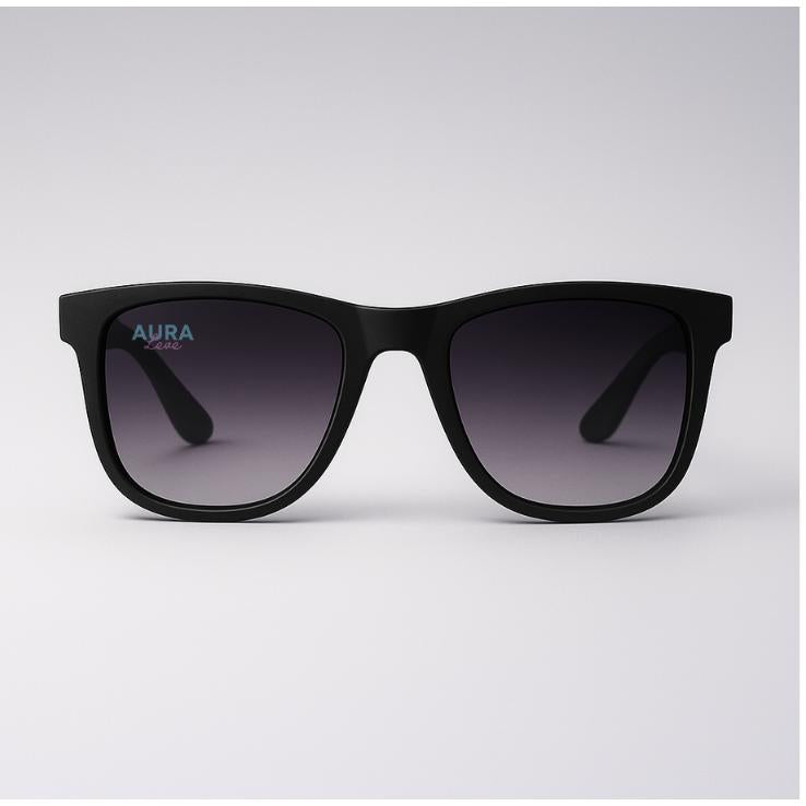 Óculos de Sol Unissex Estilo | Preto Fosco | Lente Roxa Degradê UV400 para Dia a Dia