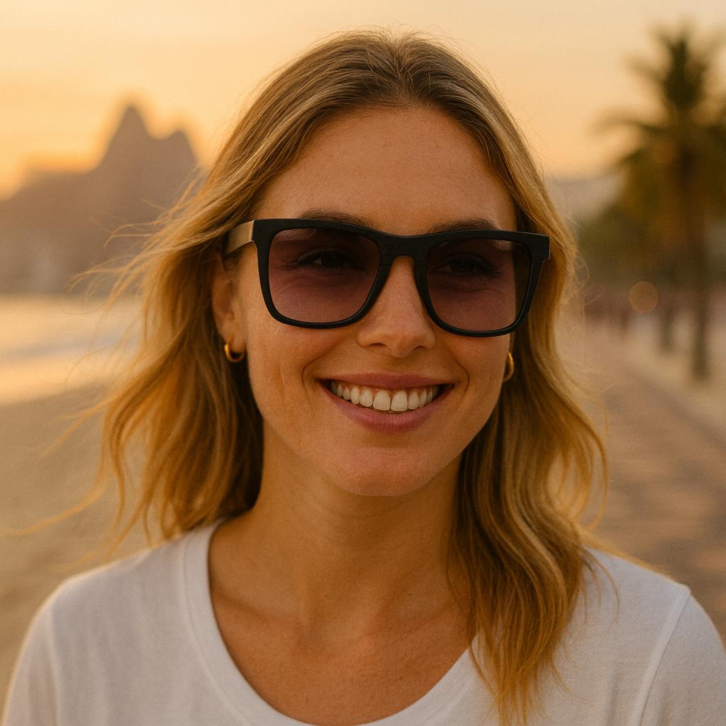 Óculos de Sol Unissex Estilo | Preto Fosco | Lente Roxa Degradê UV400 para Dia a Dia