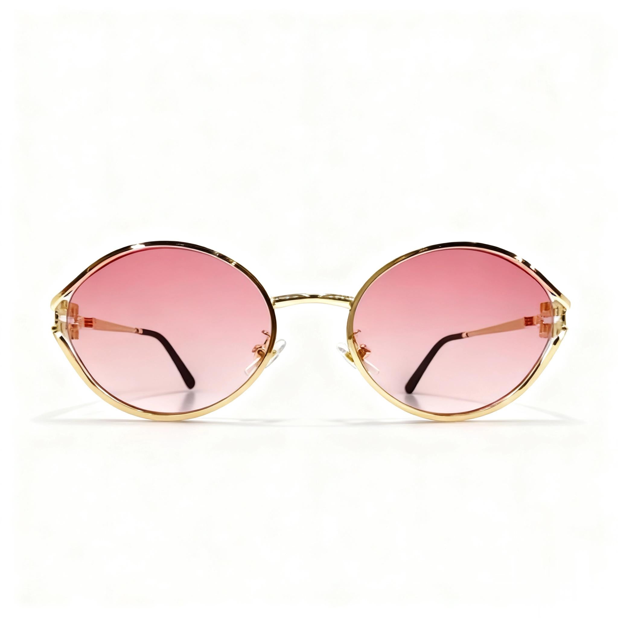 Óculos de Sol Redondo Feminino– Lente Degradê, Armação Metálica, Estilo Retrô e Elegante