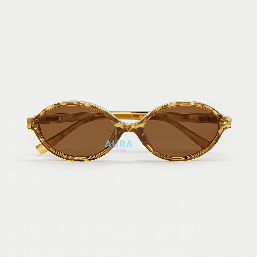 Óculos de Sol  Óculos Vintage Com Estampa De Leopardo , Armação Oval , Bloqueio De Luz Azul Para MODA NOVO